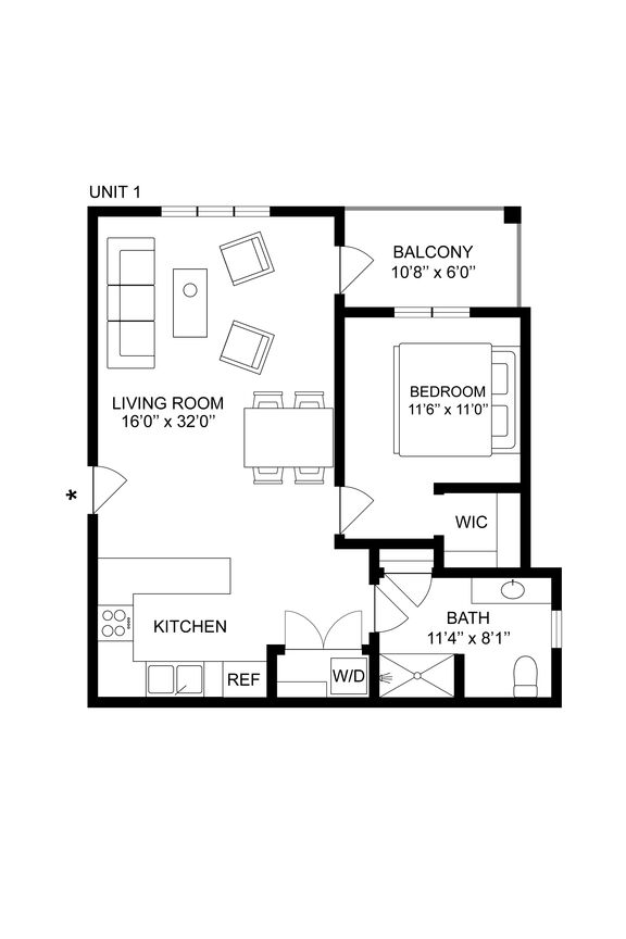 WD 1 BR 1 Bedroom