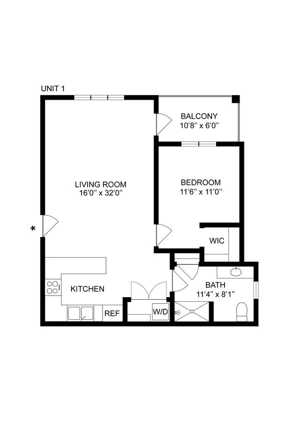 WD 1 BR 1 Bedroom