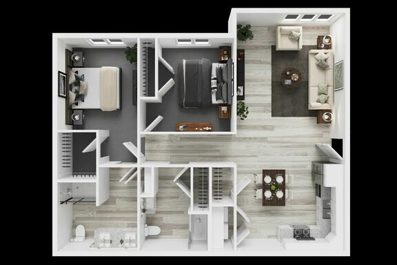 WD 2 BR 2 Bedroom